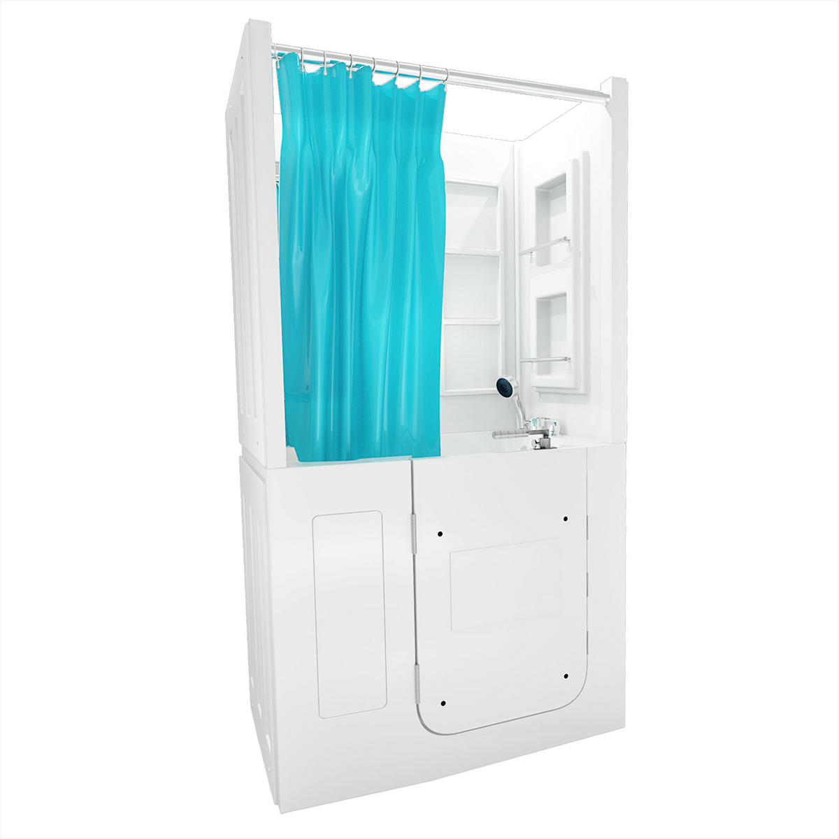 SENIOREN Dusche Sitzwanne Tür Seniorenwanne S08D-C-L - Weiß, Glas/Kunststoff (110/68/205cm) - AcquaVapore by Sandra Jentho