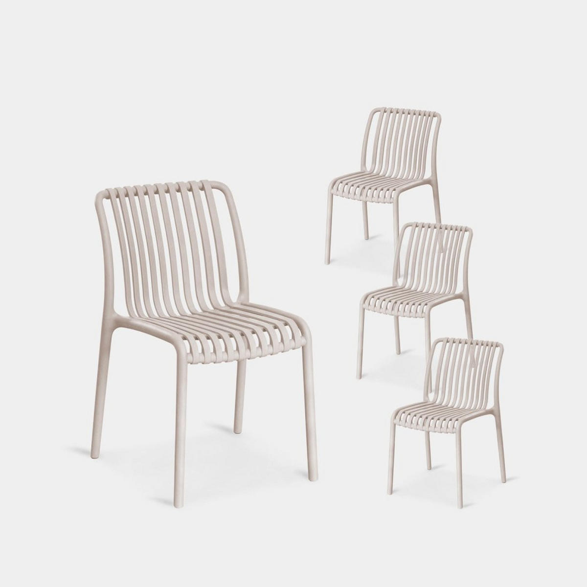 GARTENSTUHL Ollie Beige 45 cm x 78 cm 4er-Set - Beige, Kunststoff (45/78/62cm) - Klast Home