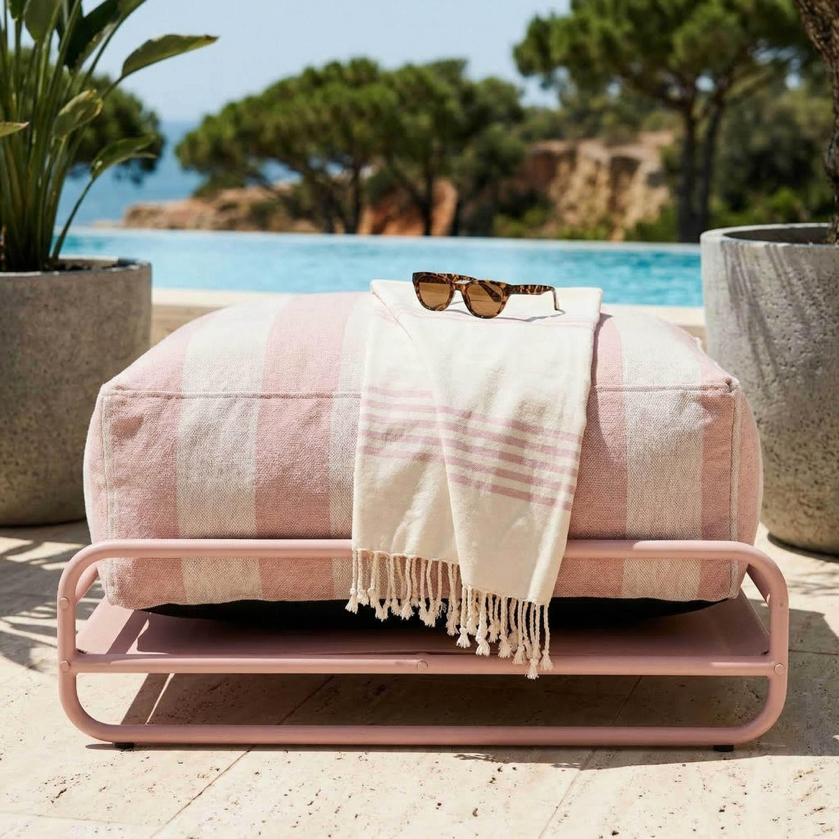 GARTENHOCKER pudressosa - Pink, Textil (97/42/97cm) - Oviala