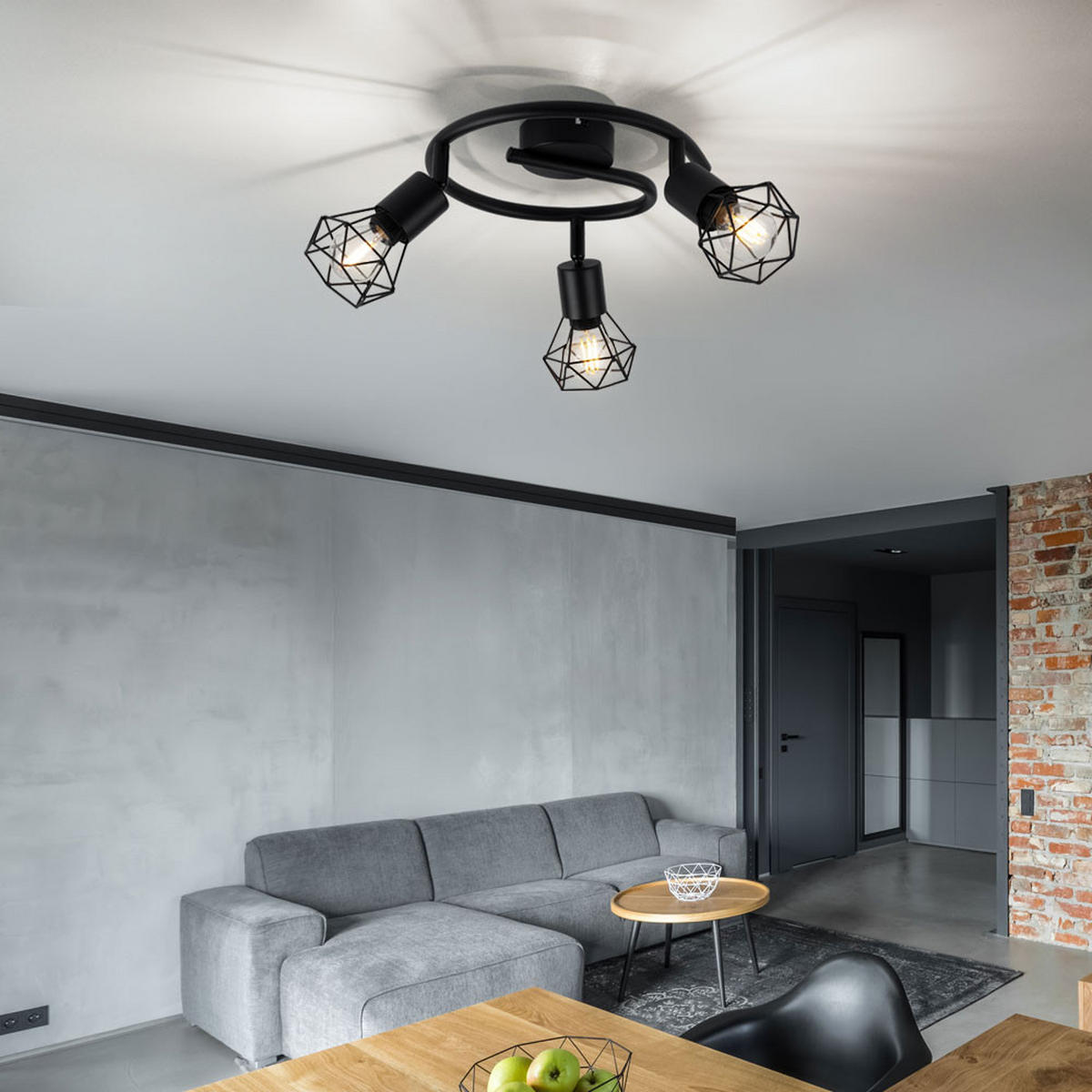 LED DECKENLEUCHTE Metall schwarz Gitteroptik - Schwarz, Metall (23/23/18cm)