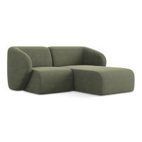 ECKSOFA Rechts Bouclé Stoff Grün - Schwarz/Olivgrün, Holzwerkstoff/Kunststoff (178/166cm) - Makamii