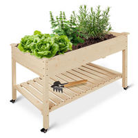 HOCHBEET Freya 123/60/83 cm Holz mit Räder - Naturfarben, Holz (123/83/60cm) - Juskys