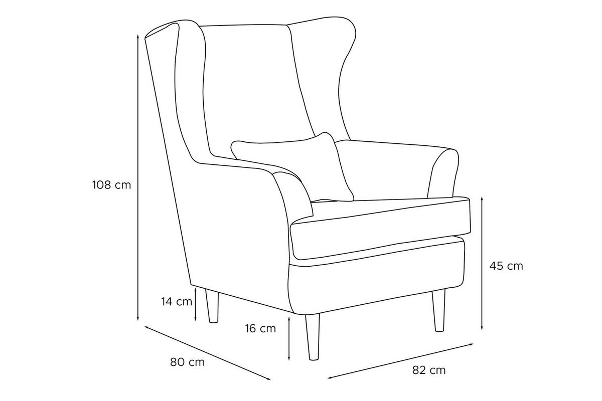 OHRENSESSEL STRALIS inklusive dekorativem Kissen, Beige - Beige/Braun, Textil (82/108/80cm) - KONSIMO®