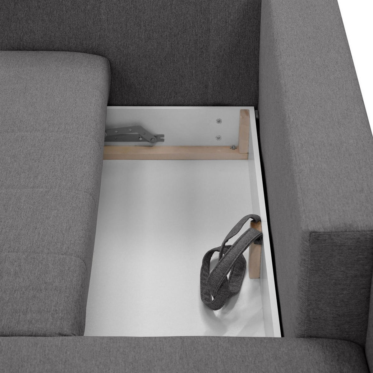ECKSCHLAFSOFA Neron mit 2 Bettkasten und Beine in Wengefarbe, Dunkelgrau, links - Wengefarben/Dunkelgrau, Textil (233/148cm) - Beautysofa