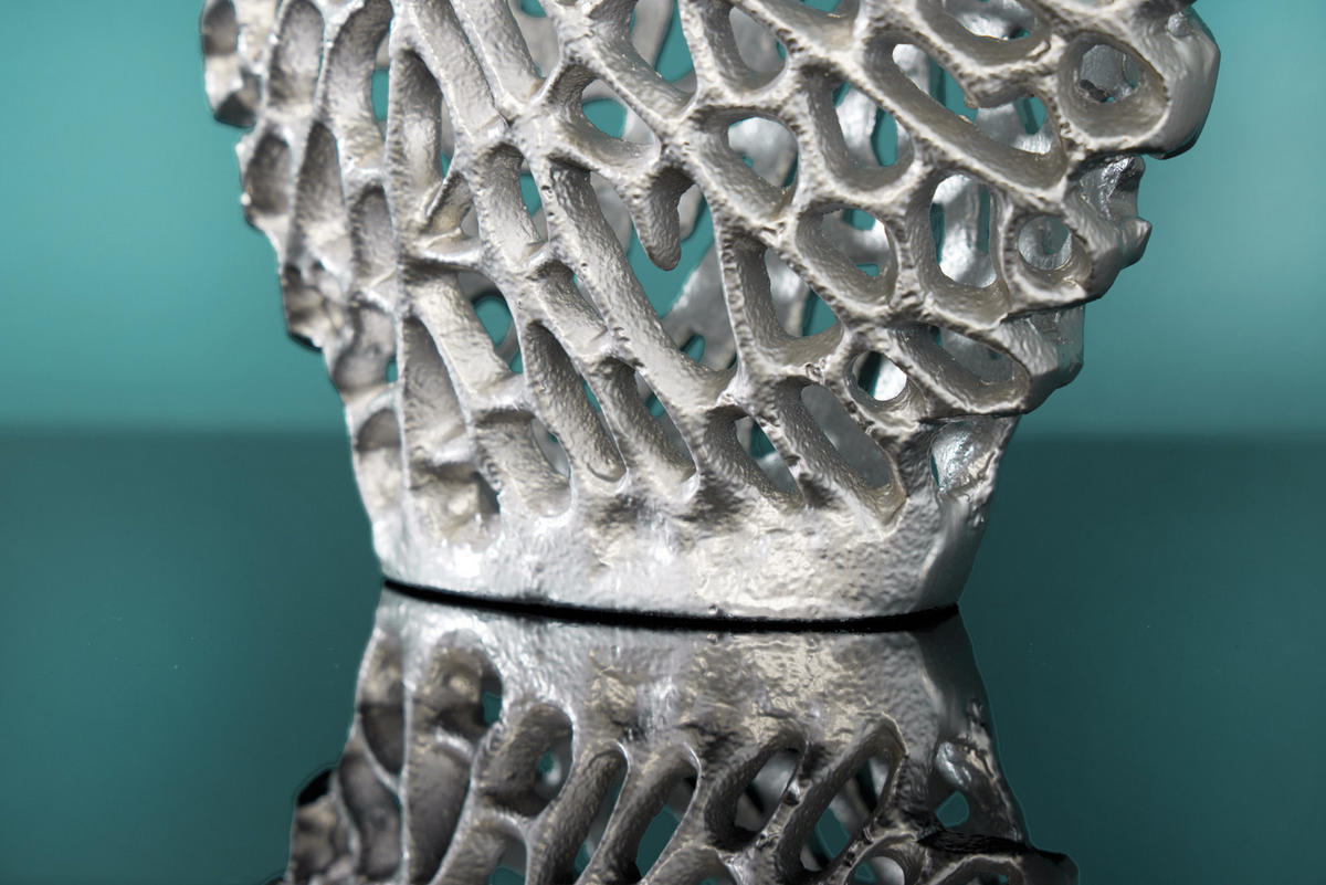 2ER SET VASE ABSTRACT LEAF Metall Silber 40 cm - Silberfarben, Metall (30cm) - riess-ambiente