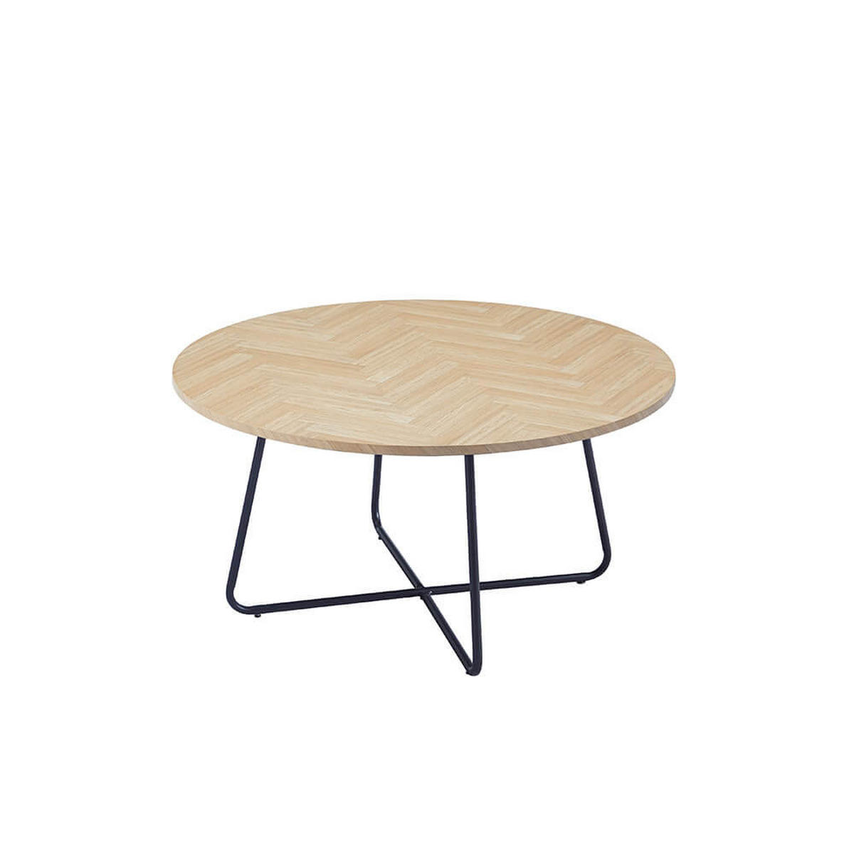COUCHTISCH Rund NOVARA - 88 x 47 cm Fishbone Oak - Braun, Holz (110/66/47cm) - Home Deluxe