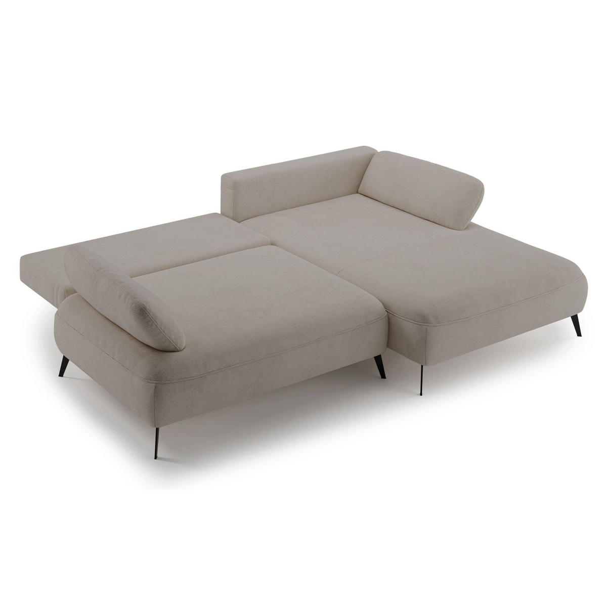ECKSOFA Avolla Beige rechts - Beige/Schwarz, Textil/Metall (186/284cm) - Selsey