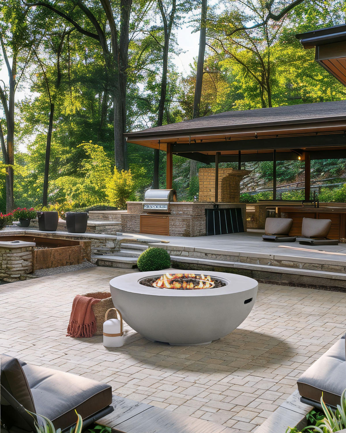 FEUERSTELLE Grau Surtsey - Grau, Stein (108/40/108cm) - Beliani