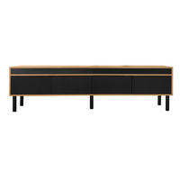 TV Lowboard 170x38x47,7 cm, 4 Türen, Schwarz Natur - Schwarz, Holz (170/38/47cm)