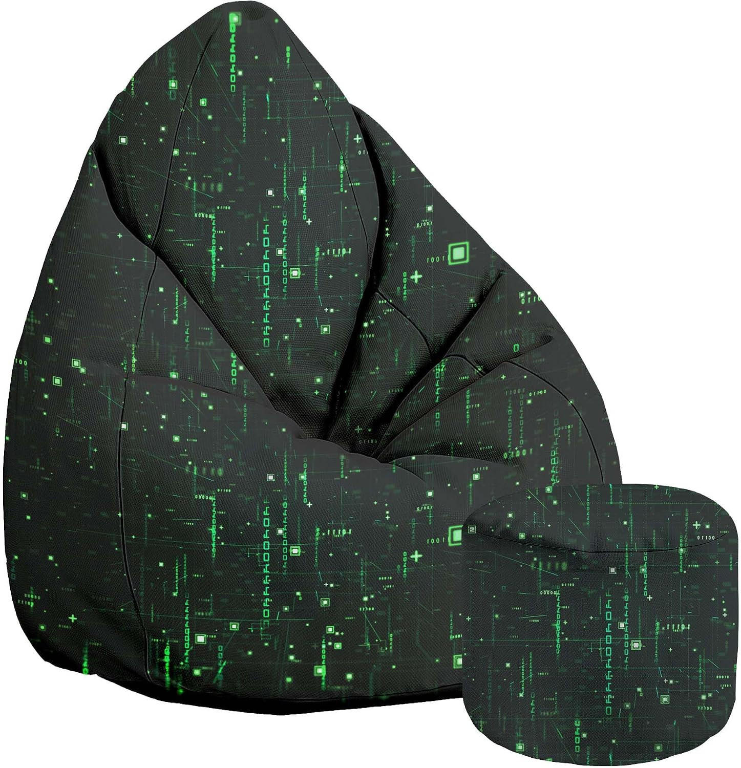 SITZSACK PEARSHAPE MIT FUßSTÜTZE Velvet 2-tlg Cyberpunk M - Jadegrün, Textil (70/120/70cm) - Dreamroots