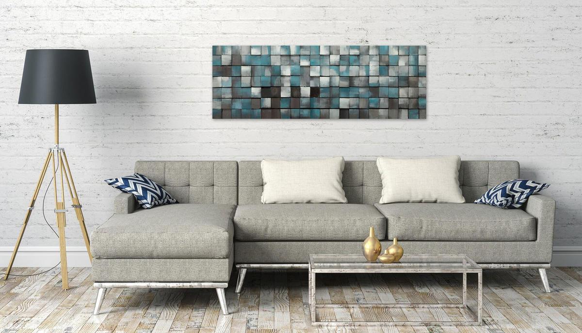 HOLZBILD Blau 144/44 cm - Blau, Holz (7.8/44cm) - KUNSTLOFT