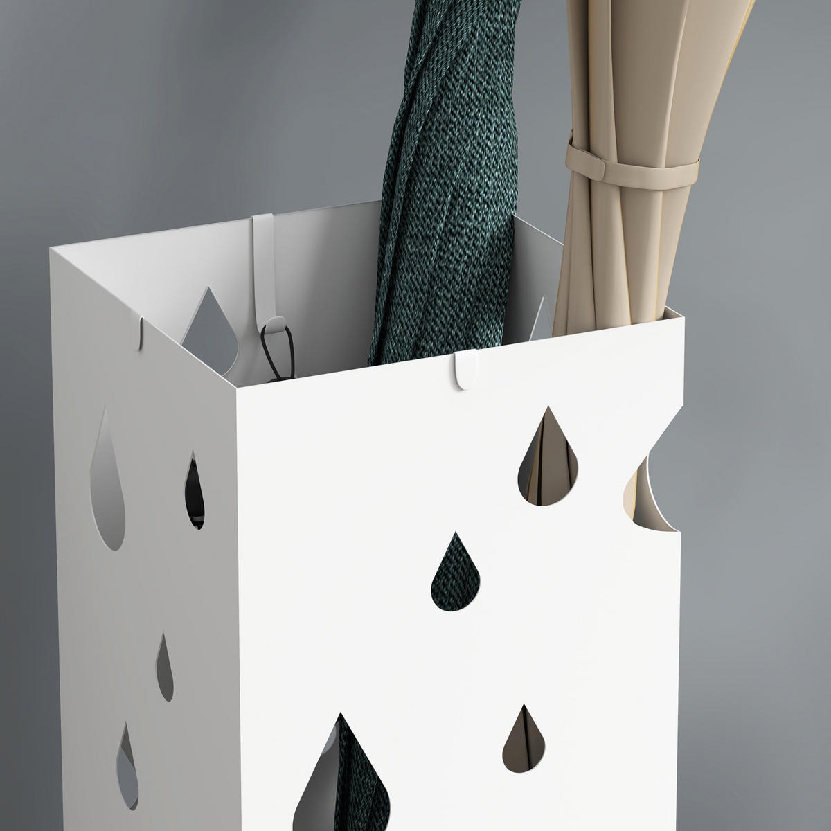 REGENSCHIRMSTÄNDER mit 4 Haken, Stahl 15,5 x 15,5 x 40 cm Weiß - Weiß, Metall (15.5/40/15.5cm) - HOMCOM