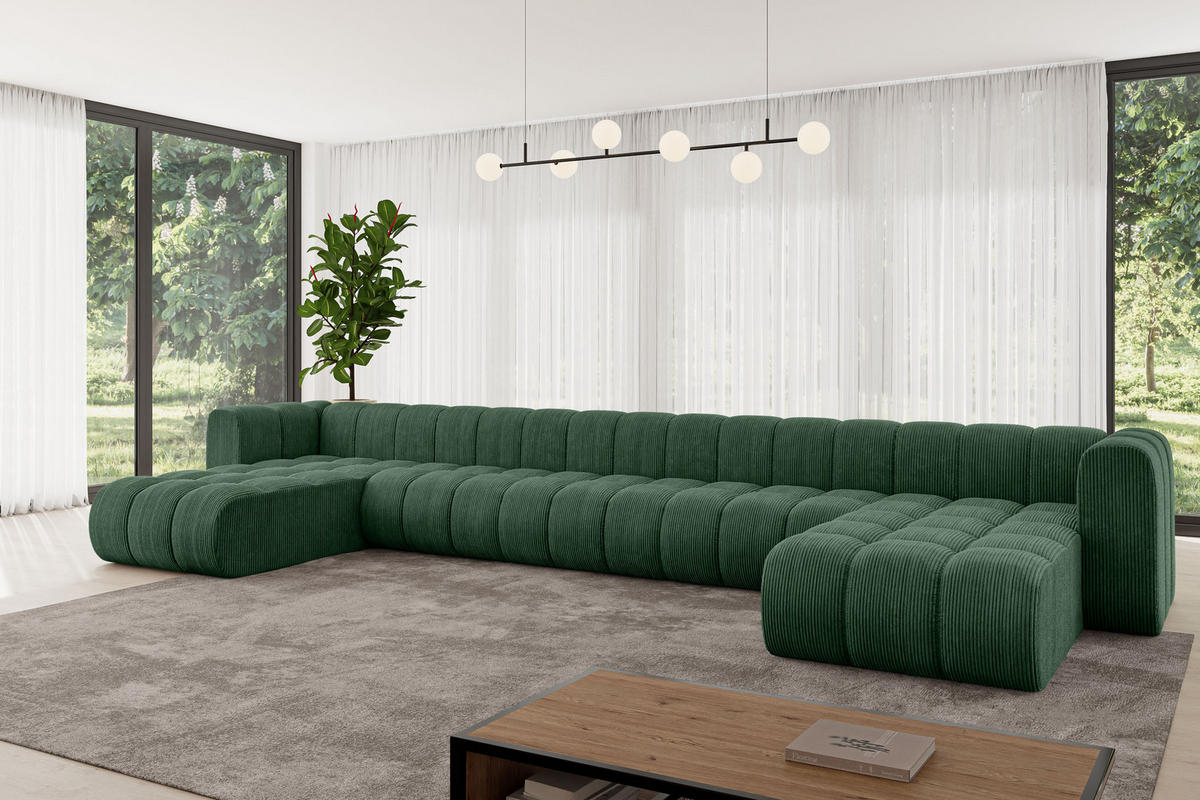 WOHNLANDSCHAFT modulares Sofa Joren-U3 - 501x177x70 cm Grün - Grün, Holzwerkstoff/Textil (501/70/177cm) - ALTDECOR