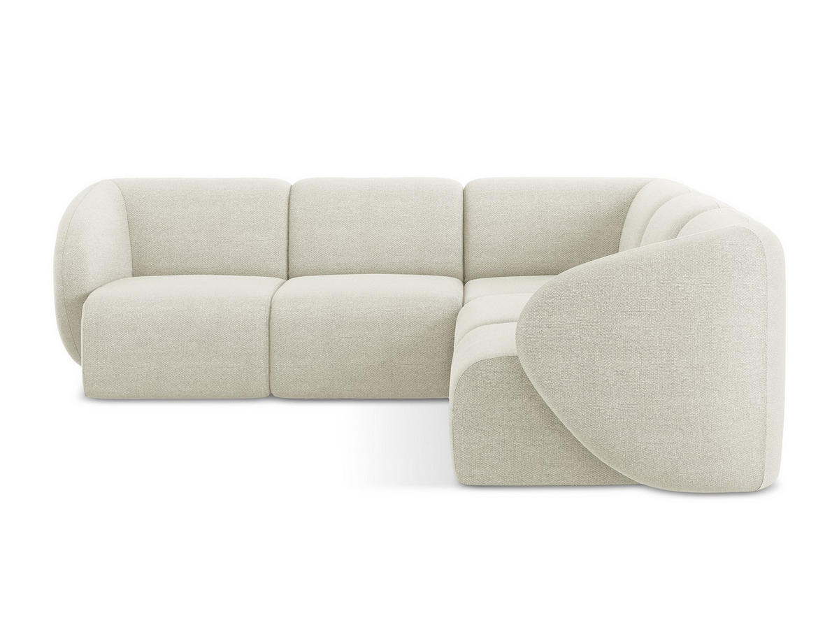ECKSOFA Bouclé Stoff Beige - Sandfarben/Schwarz, Holzwerkstoff/Kunststoff (251/251cm) - Makamii