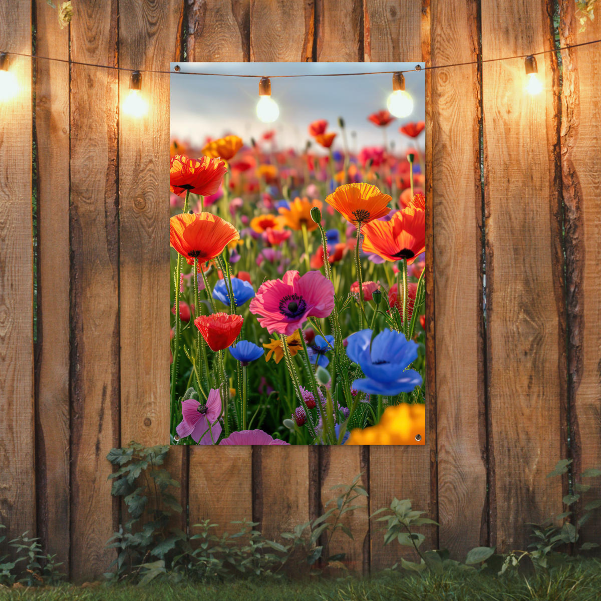 ZAHRADNÍ PLAKÁT Květiny - Mák - Barevné - Příroda 80x120 cm - tmavě oranžová, plast (80/120/0.2cm) - OnlyWow