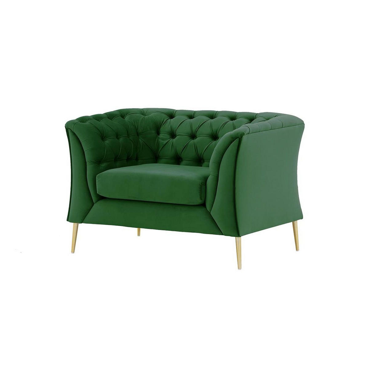 SESSEL Chesterfield Modern-Velluto 10 - Grün, Holz/Textil (106/74/80cm)