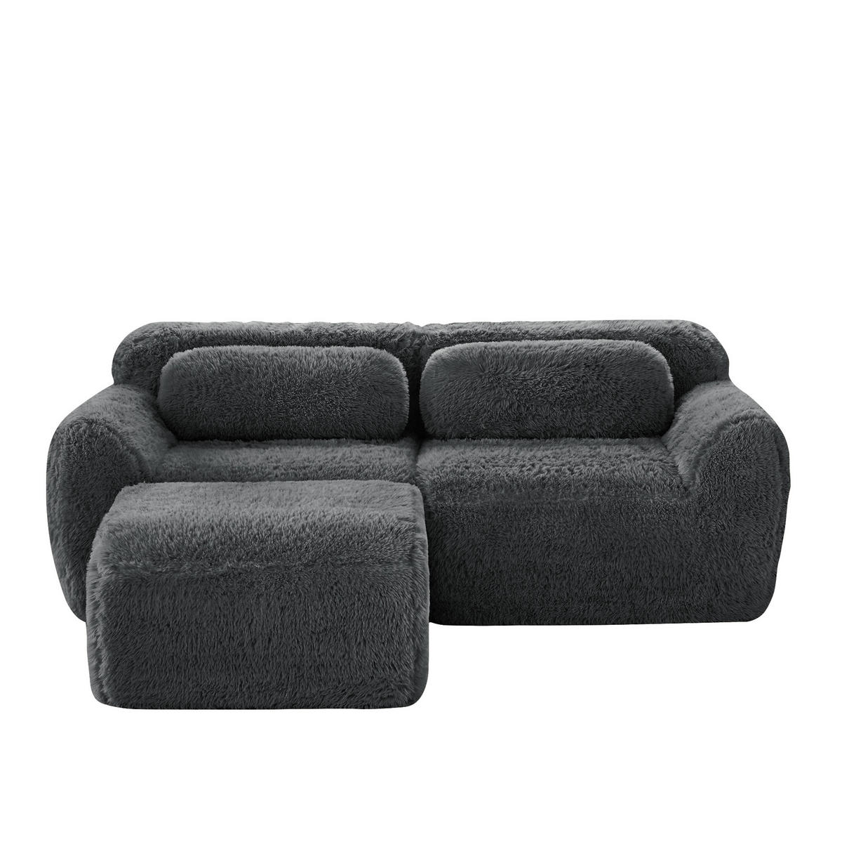 MODULÁRNÍ rohová sedačka šedá z plyše s 32D pěnou a bez montáže - šedá, textil (179/73/204cm) - OKWISH