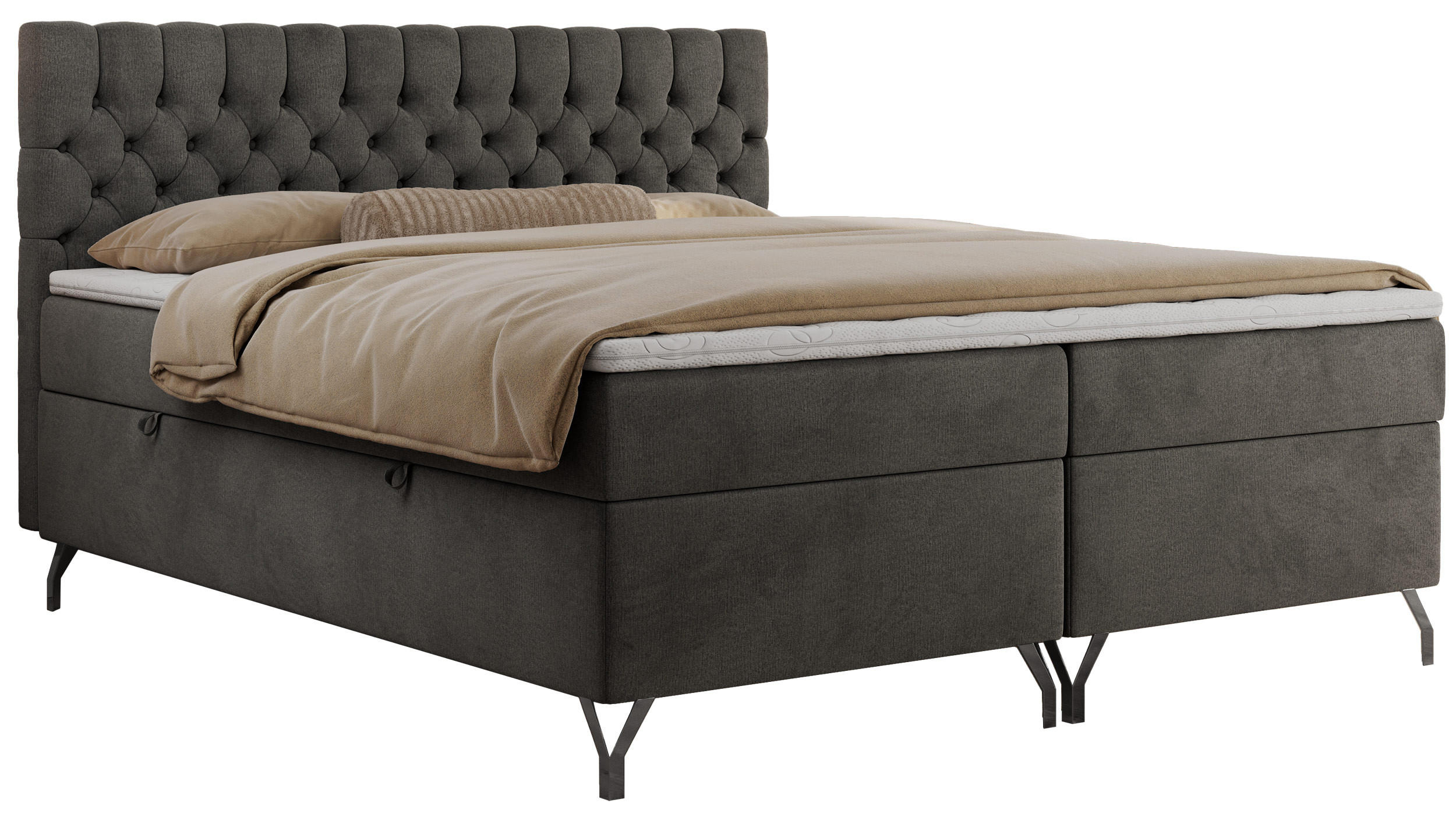 BOXBETT GRIMALDI 140/200 Dunkelgrau Velvet - H3 - Dunkelgrau, Holz/Textil (140/200cm) - MKS