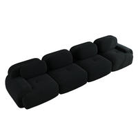 4-SITZER Sofa 388x103x75 cm aus Cordstoff rahmenlos modular, schwarz - Schwarz, Textil (103/75/388cm) - Luhomfu