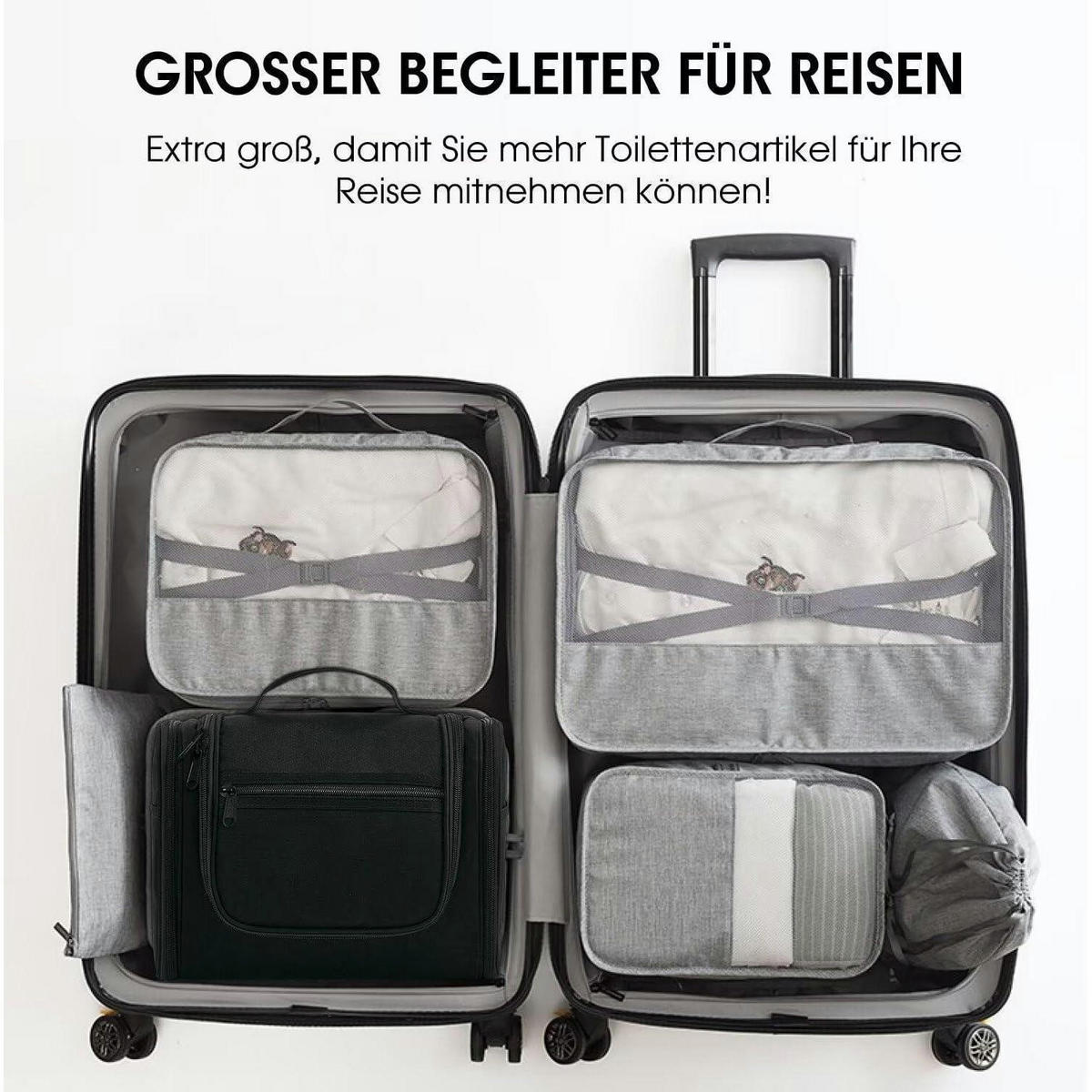 KULTURTASCHE zum Aufhängen Schwarz 7,3 Liter - Schwarz, Textil (5/2/5cm)