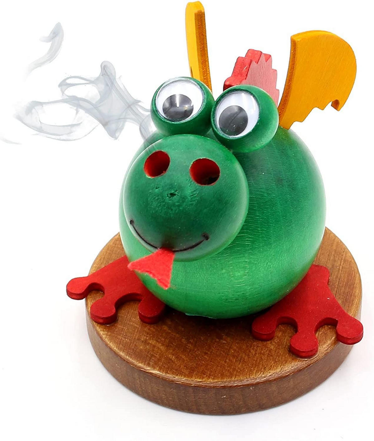 RAUCHFIGUR Drache grün 9/9/11 cm - Grün, Holz (9/11/9cm) - Dekoteam24