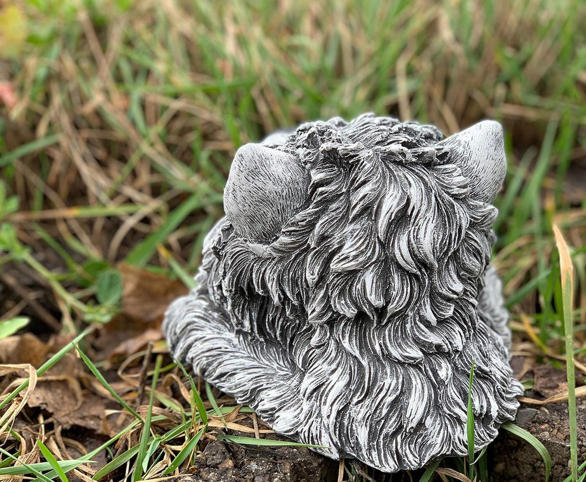 STEINFIGUR Westhighland Westie Kopf Terrier frostfest wetterfest Gartenfigur - Grau, Stein (16/11/17cm) - stoneandstyle