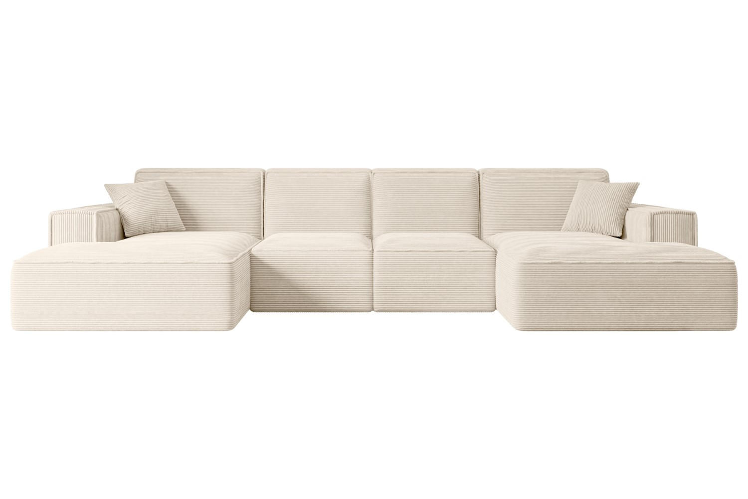 WOHNLANDSCHAFT SIERRA-U - 344x165x73 cm Beige Cord - Beige/Schwarz, Holzwerkstoff/Kunststoff (344/73/165cm) - ALTDECOR