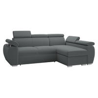 ECKSOFA Boston Mini, Seite: Rechts - 2R+LC - Chromfarben/Grau, Holz/Textil (255/170cm) - MIRJAN24