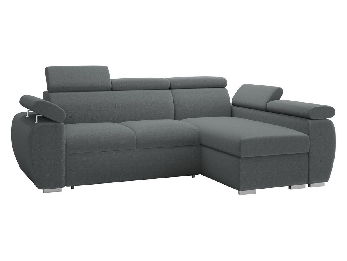 ECKSOFA Boston Mini, Seite: Rechts - 2R+LC - Chromfarben/Grau, Holz/Textil (255/170cm) - MIRJAN24