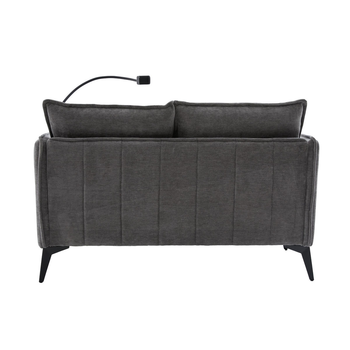 SOFA 2-Sitzer Grau Stoff mit Handy-Halterung & doppelten Ablagefächern 127/69/66 cm - Grau, Textil (127/66/69cm) - OKWISH
