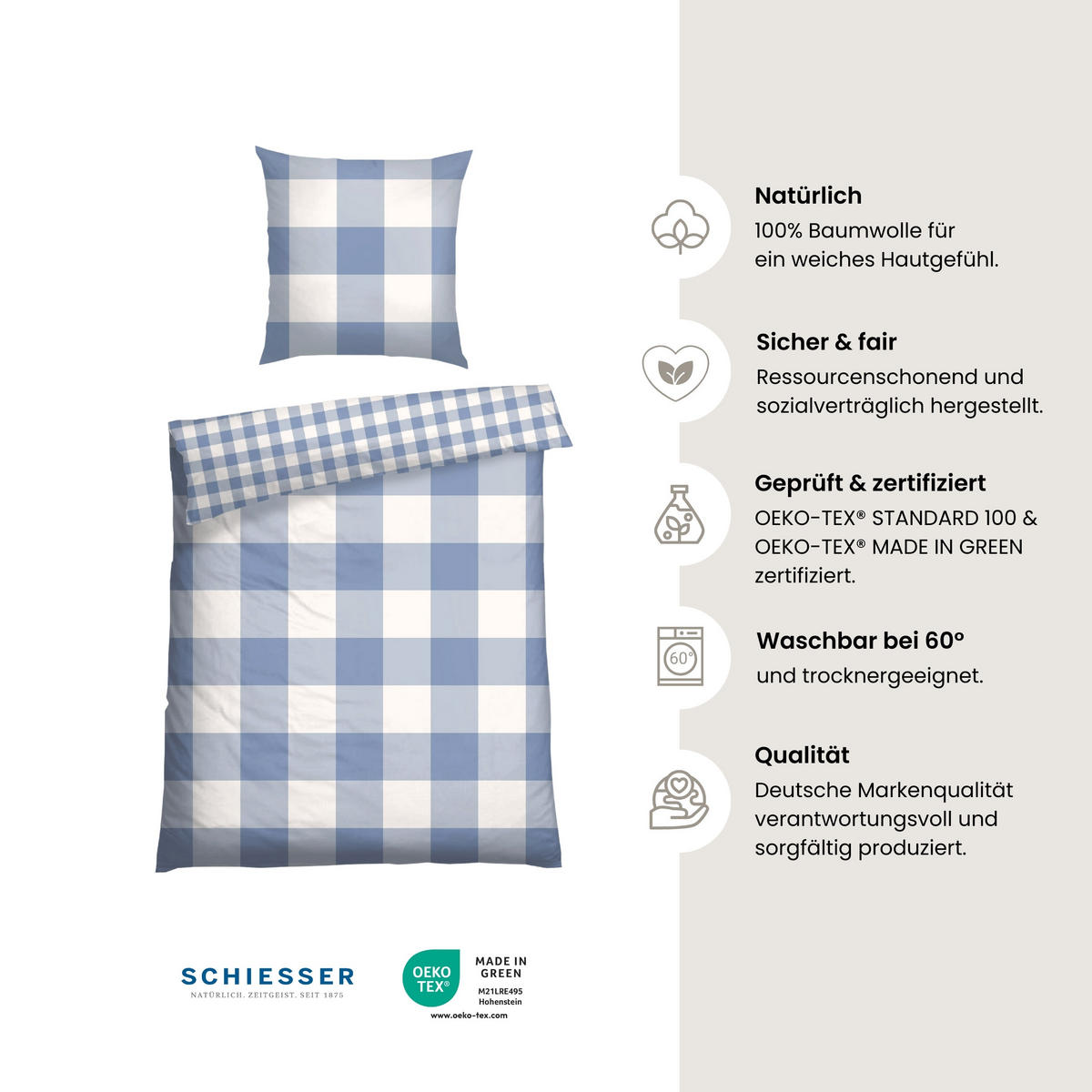 BETTWÄSCHESET Melvin - Renforcé - 2-teilig - 135 x 200 cm - Hellblau - Hellblau, Textil (135/200cm) - SCHIESSER