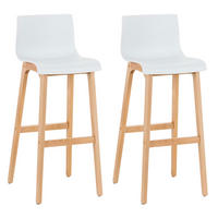 BARHOCKER 2er-Set DELHI Weiß Holz - Weiß, Holz (41/101/46cm) - DELUKE