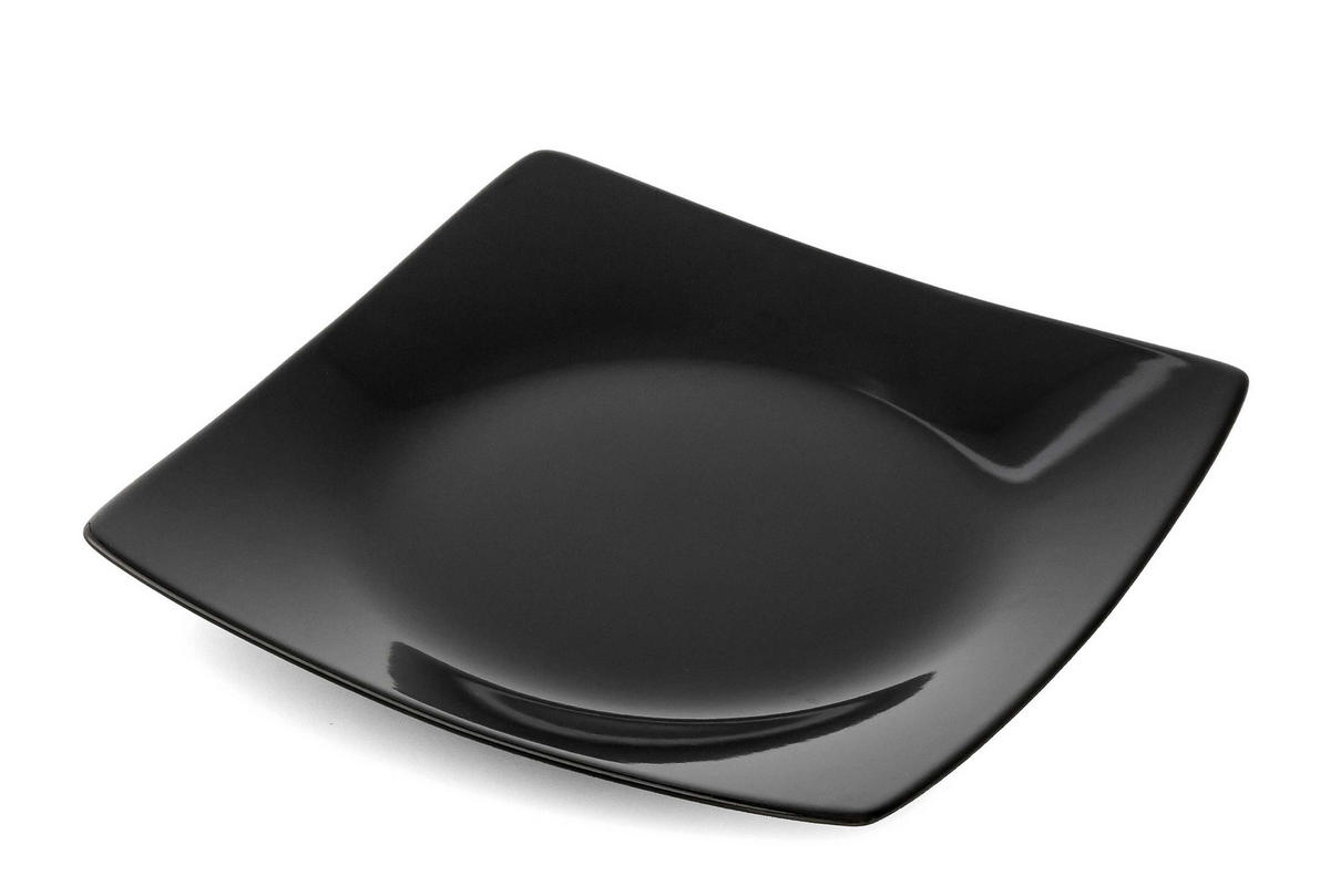 TELLERSET EPIRI Speiseteller 6 Personen 6-tlg - Schwarz Hochglanz, Keramik (25cm) - KONSIMO®