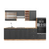 KÜCHENZEILE Fame-Line Anthrazit Landhaus/Goldkraft Eiche 280 cm AP Eiche - Honigeiche/Dunkelgrau, Holzwerkstoff (280/81.6/60cm) - Vicco