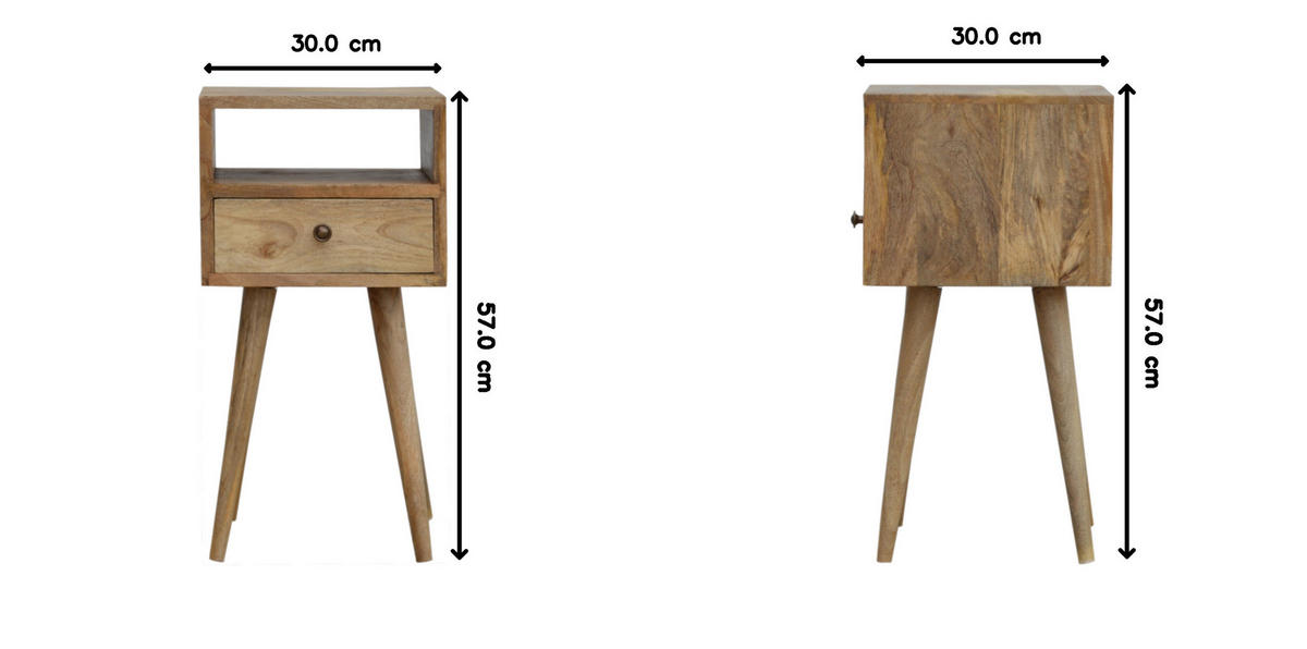 NACHTTISCH in Eichenoptik mit einer Schublade - Messingfarben/Braun, Holz/Metall (30/57/30cm) - Artisan Furniture