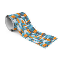 TAPETENBORDÜRE selbstklebend für Kinder bunte BLÖCKE 3D Effekt - Blau/Weiß, Papier (10/300/300cm) - Muralo