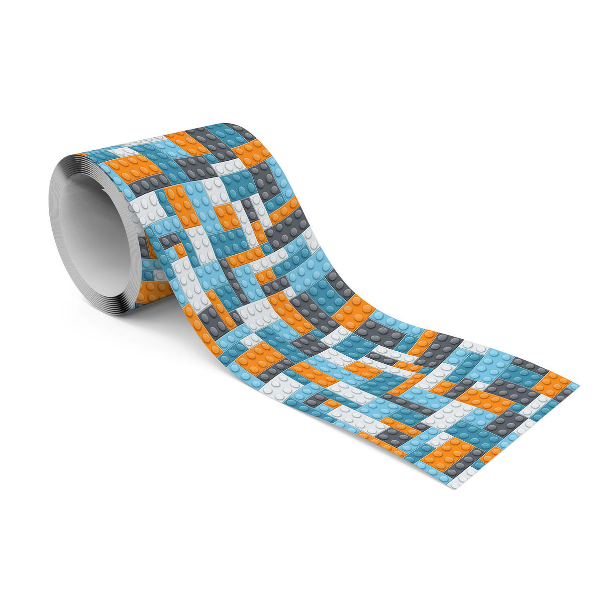 TAPETENBORDÜRE selbstklebend für Kinder bunte BLÖCKE 3D Effekt - Blau/Weiß, Papier (10/300/300cm) - Muralo