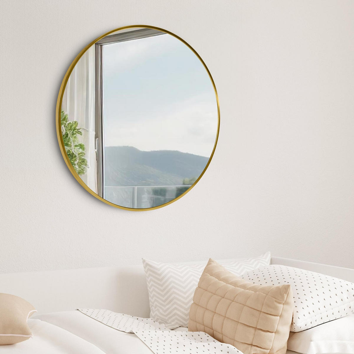 WANDSPIEGEL Gdansk Metall Gold glanz Runder Spiegel - Goldfarben, Metall (60/60/3cm) - DELUKE