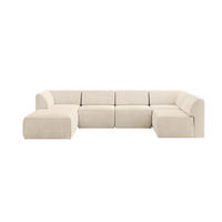 WOHNLANDSCHAFT Ottomane Links MOVA 345x180x78 Beige Cord - Kaschmir/Beige, Holzwerkstoff/Kunststoff (180/78/345cm) - ALTDECOR