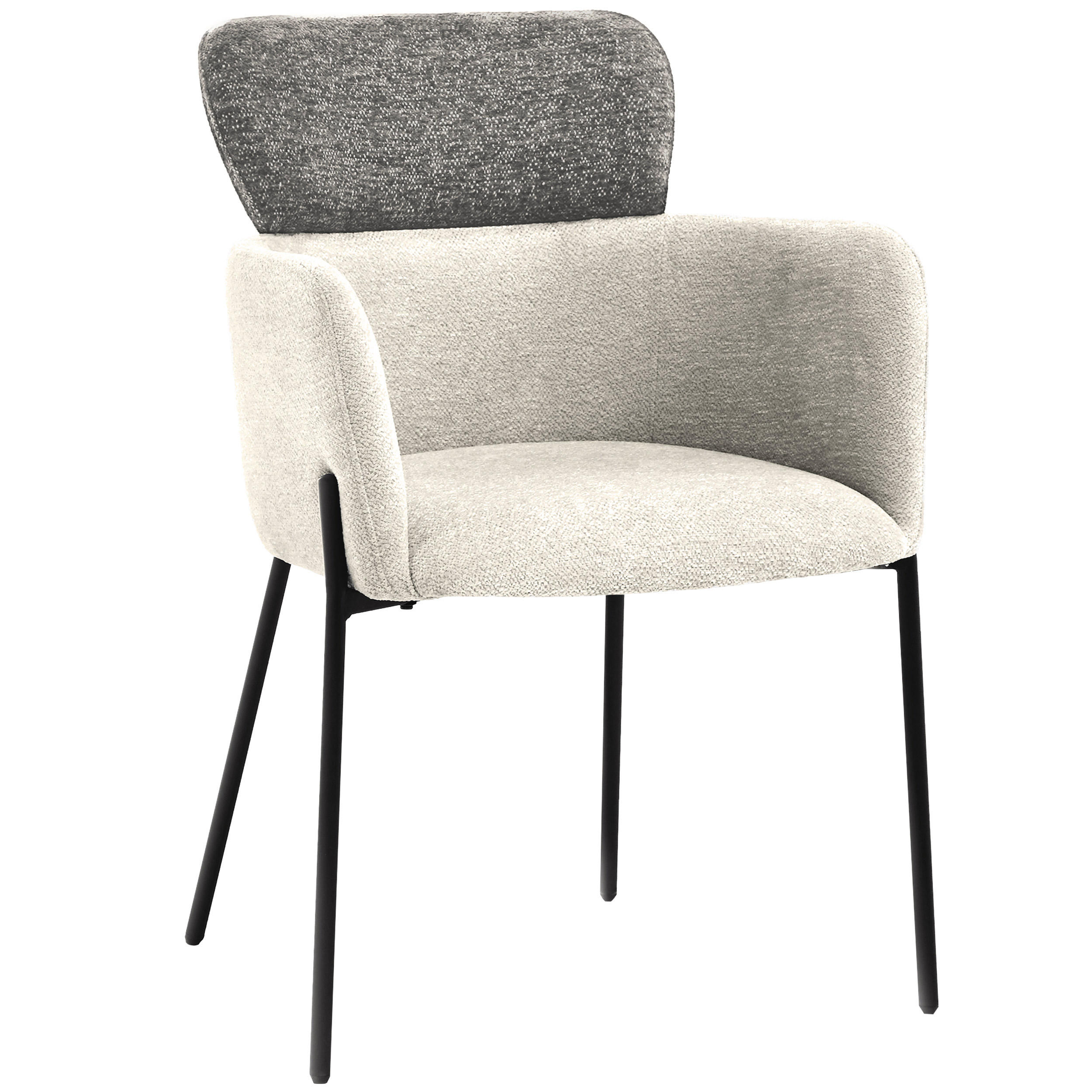 ARMLEHNENSTUHL Osmo mit Metallbeinen, Bouclé-Stoff, Beige+Dunkelgrau - Dunkelgrau/Beige, Textil/Metall (60/85/57cm) - Beautysofa