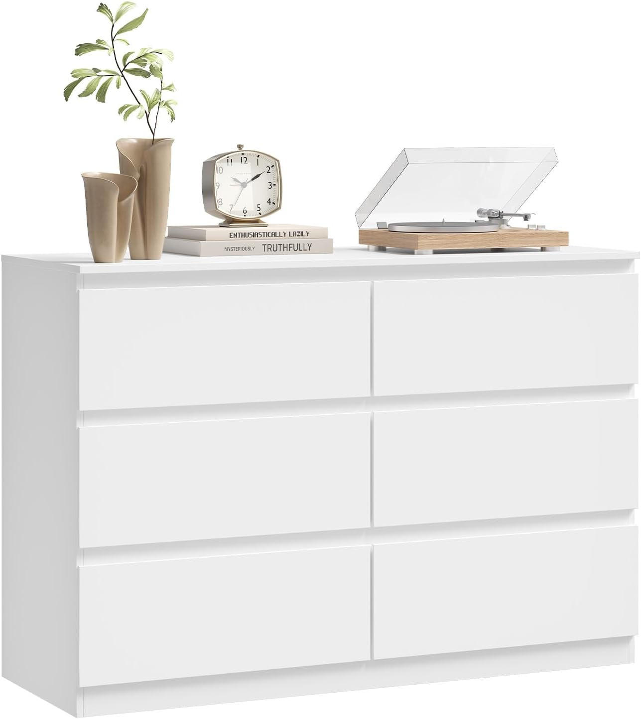 KOMMODE 6 Schubladen Holzwerkstoff 100/36/69 cm Weiß - Weiß, Holzwerkstoff (100/69/36cm) - Woltu