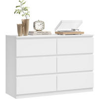 KOMMODE 6 Schubladen Holzwerkstoff 100/36/69 cm Weiß - Weiß, Holzwerkstoff (100/69/36cm) - Woltu