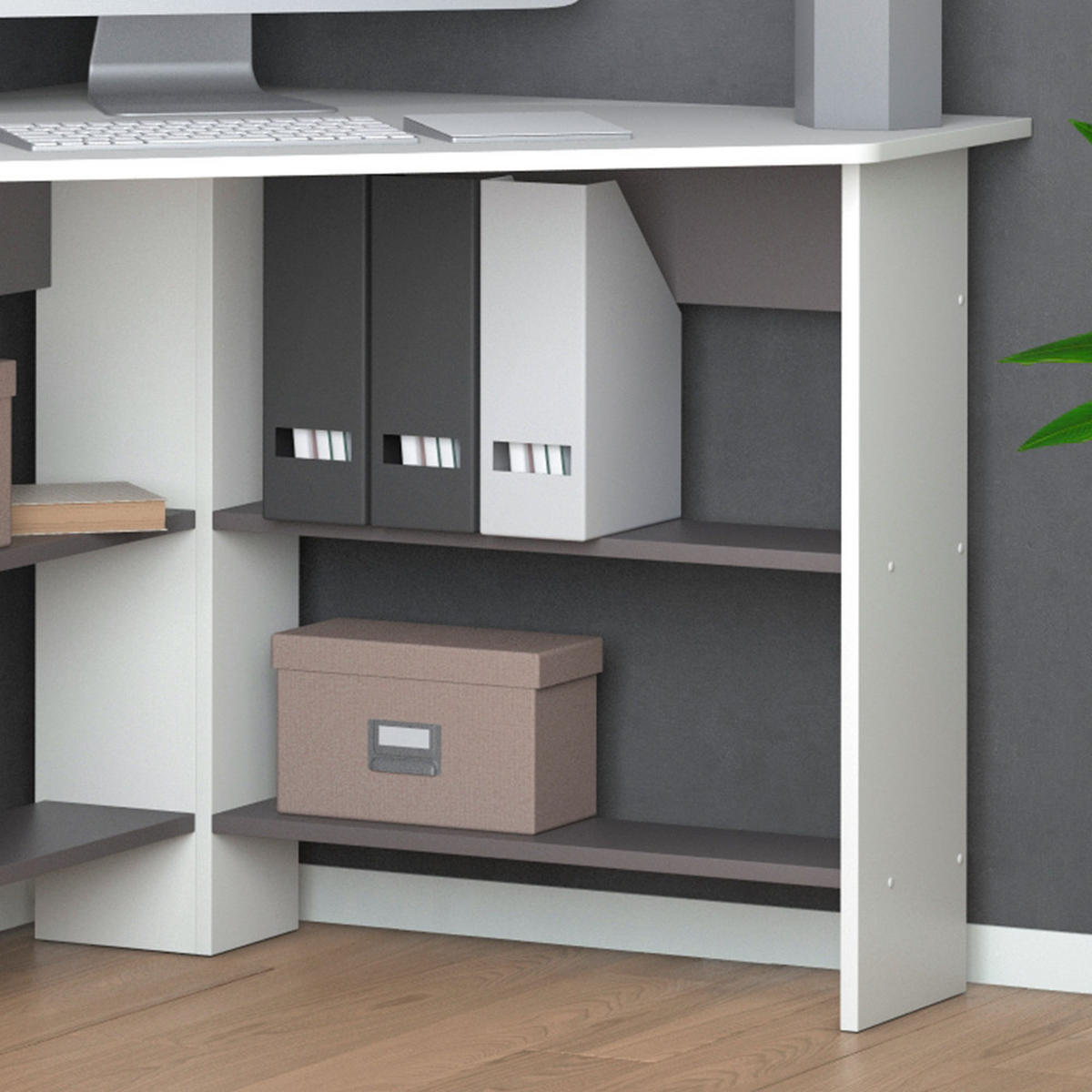 ECKSCHREIBTISCH Arion Weiß 90 x 90 cm - Anthrazit/Weiß, Holzwerkstoff (90/90/74cm) - Vicco