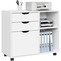 ROLLCONTAINER mit 3 Schubladen,5 Rollen, Weiß - Schwarz/Weiß, Holzwerkstoff (80/69.5/39.5cm) - Woltu