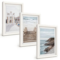 BILDER SET 3er Set - 20x30 cm Weißer Rahmen - Meeresarchitektur Santorin - Weiß, Kunststoff (20/30cm) - TULUP
