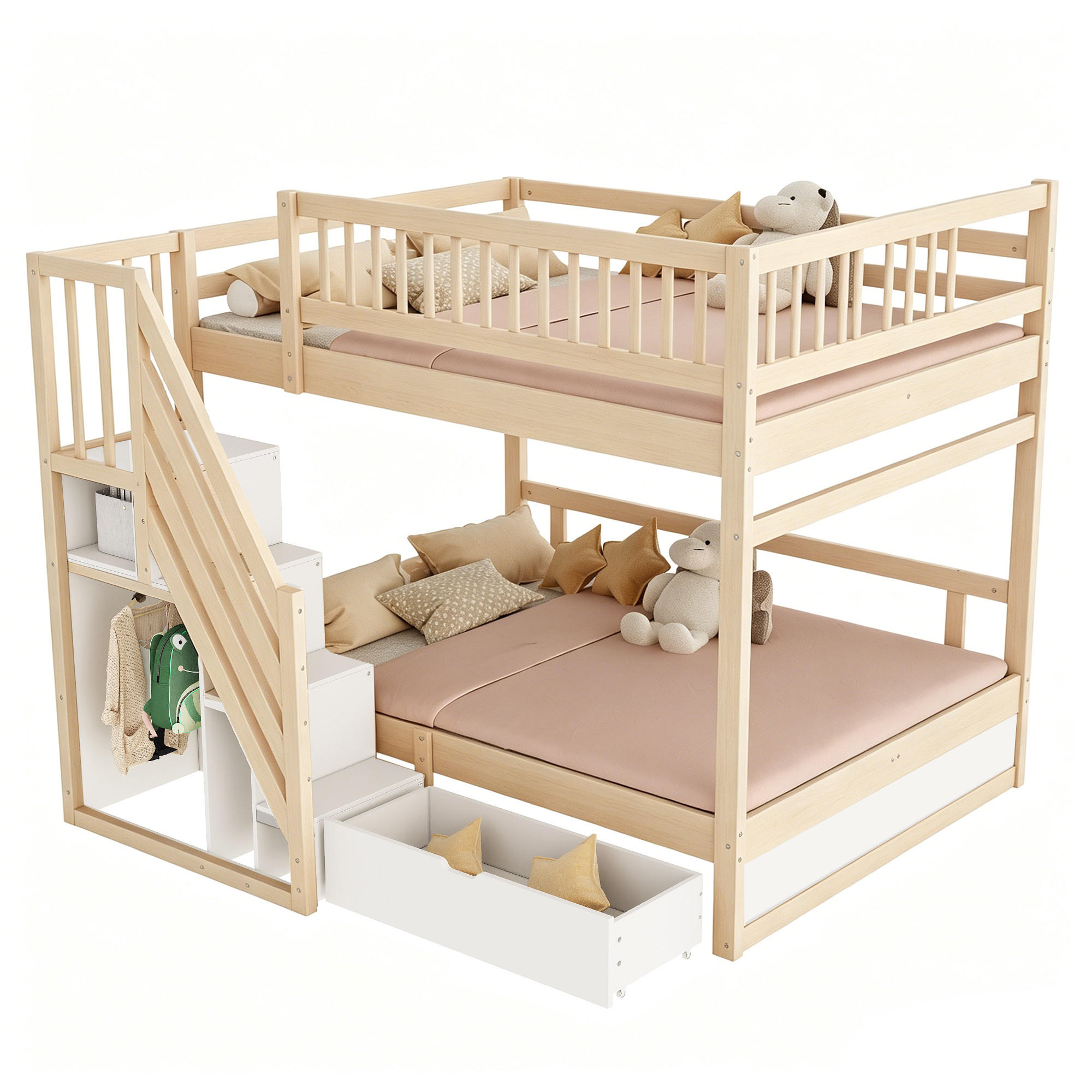 ETAGENBETT mit Stauraum 140x200 cm Massivholz Wood - Birnbaumfarben, Holz (140/200cm) - Meubliv