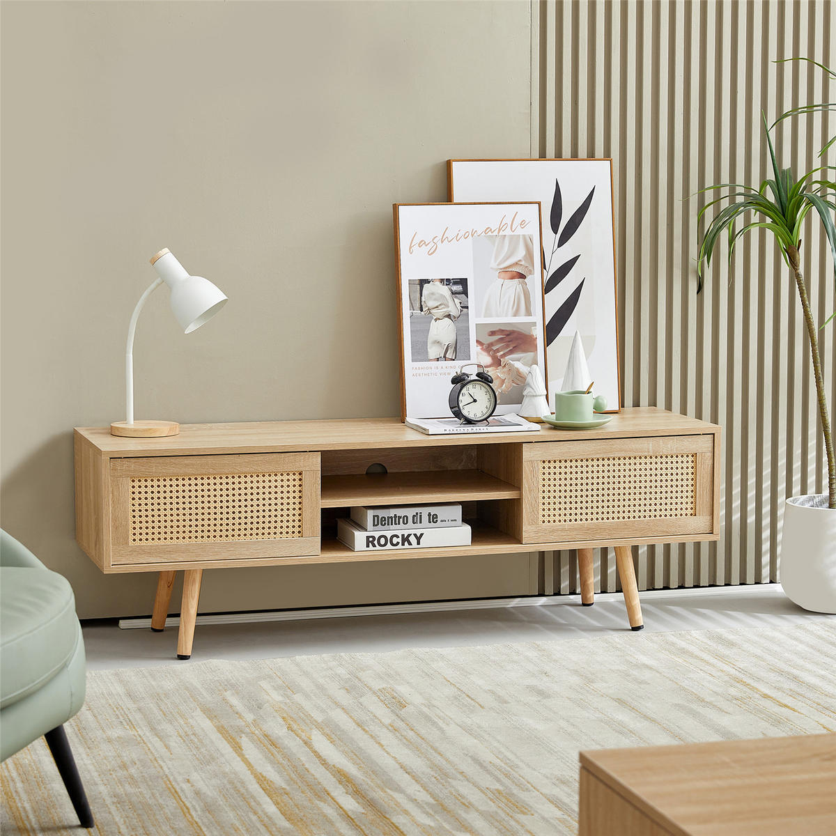 TV-SCHRANK Naturholzoptik mit Schiebetüren - Naturfarben, Holz (140/46.5/40cm) - Kaket