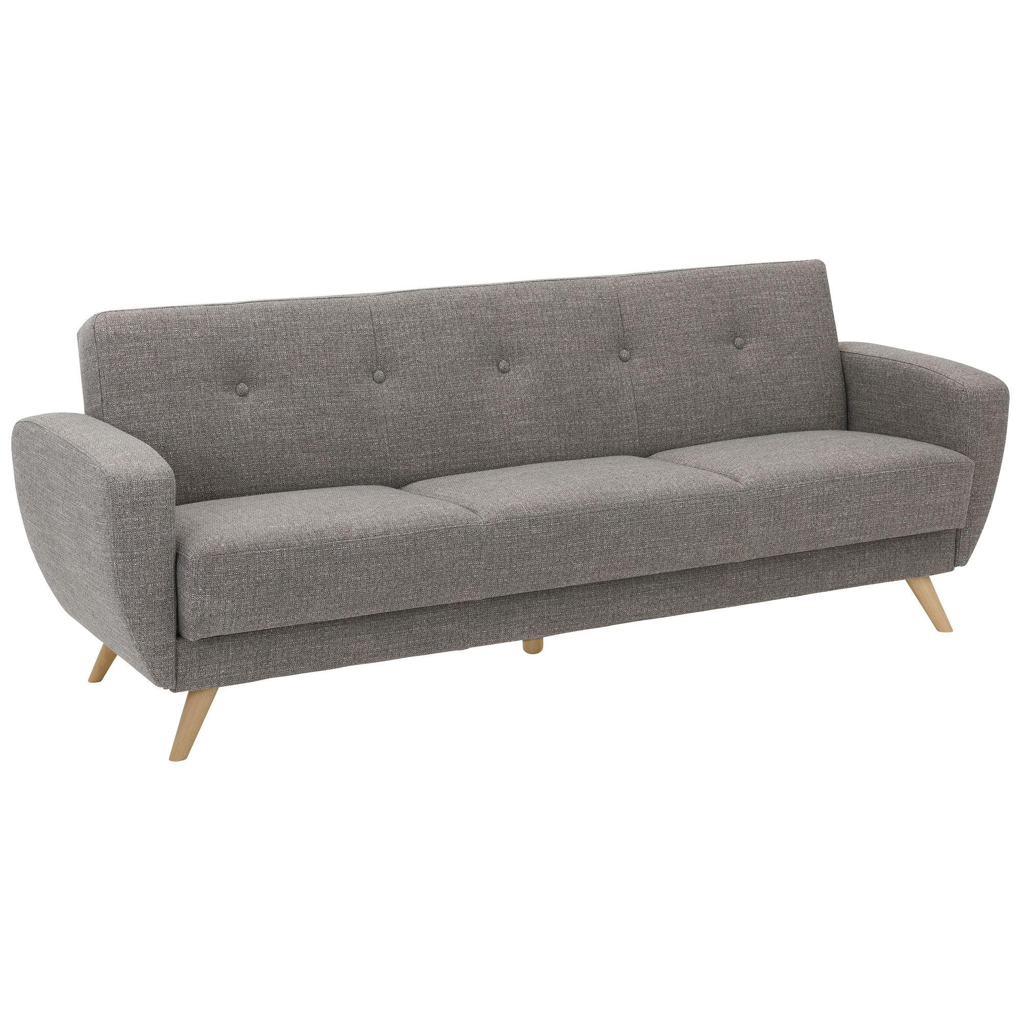 SOFA 3-Sitzer mit Bettfunktion Kazdoia Flachgewebe grau - Grau, Kunststoff (230/85/82cm) - 58aufmkessel