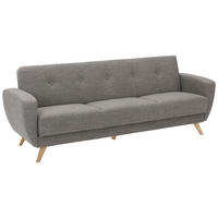 SOFA 3-Sitzer mit Bettfunktion Kazdoia Flachgewebe grau - Grau, Kunststoff (230/85/82cm) - 58aufmkessel