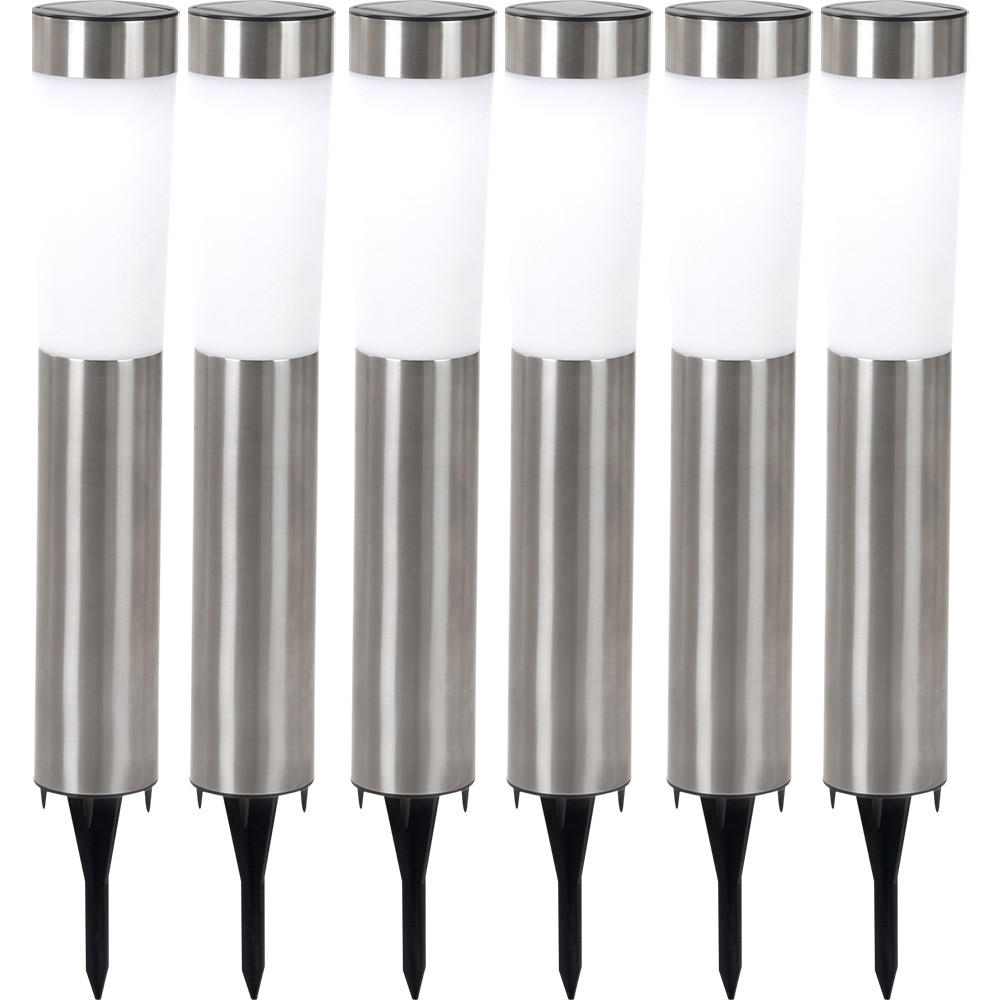 LED AUSSENLEUCHTE Edelstahl Silber 6er Set - Silberfarben, Metall (7.5/7.5/56cm) - Globo Lighting